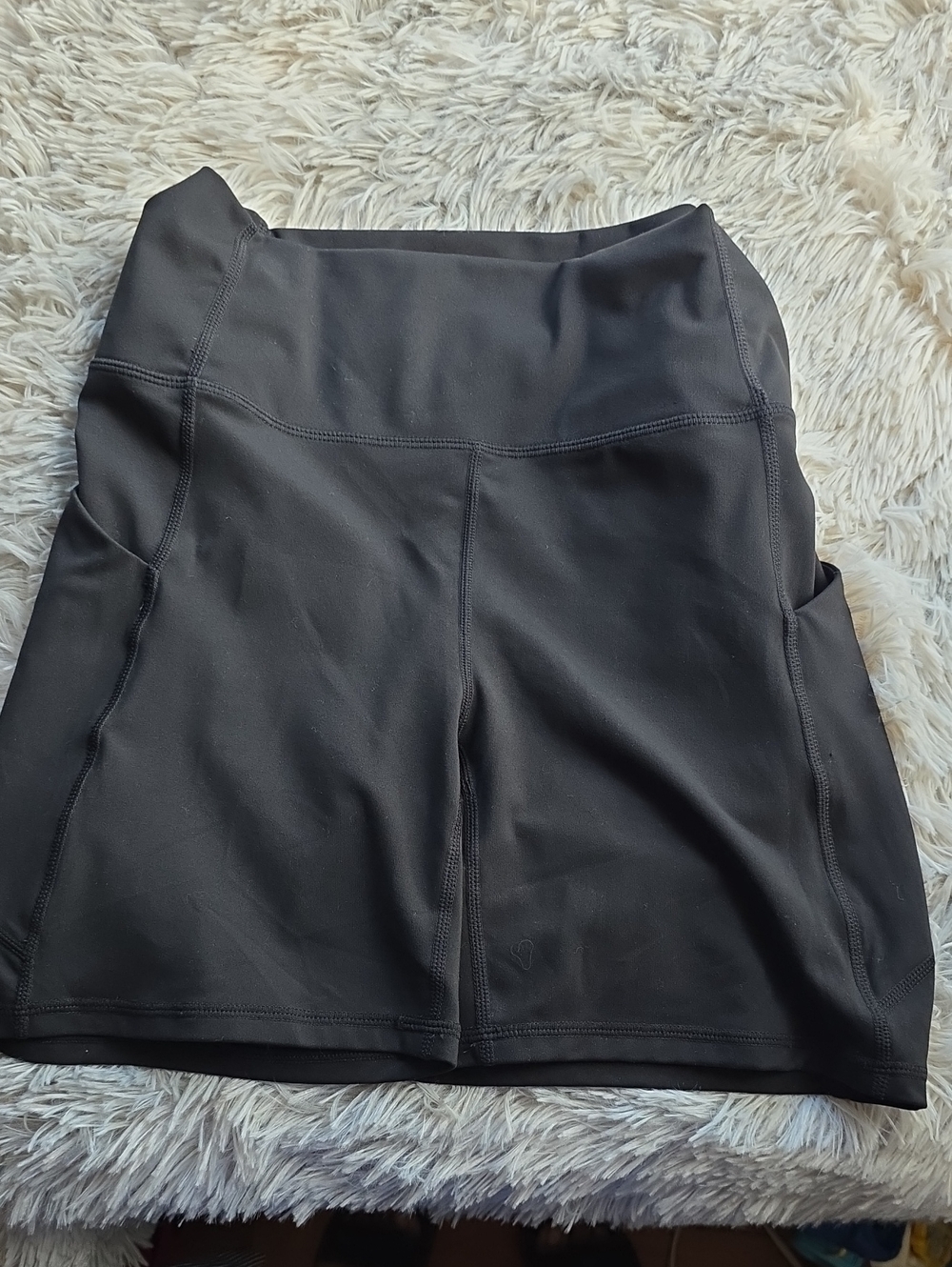 Fabletics Black High-Rise Bike Shorts with Side Pockets